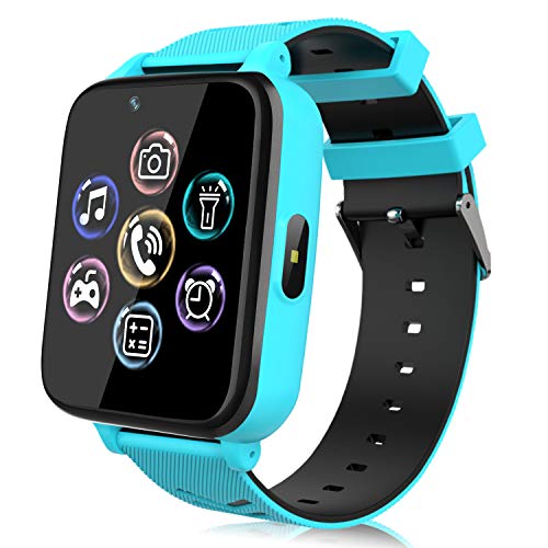 IGREEMAN Reloj Inteligente Niños para Niña y Niño Telefónica con Llamadas Pantalla Táctil Música, 14 Juegos, Cámara, Linterna, Alarma- Smartwatch Niños Regalo para niños 4-13 años(Azul)