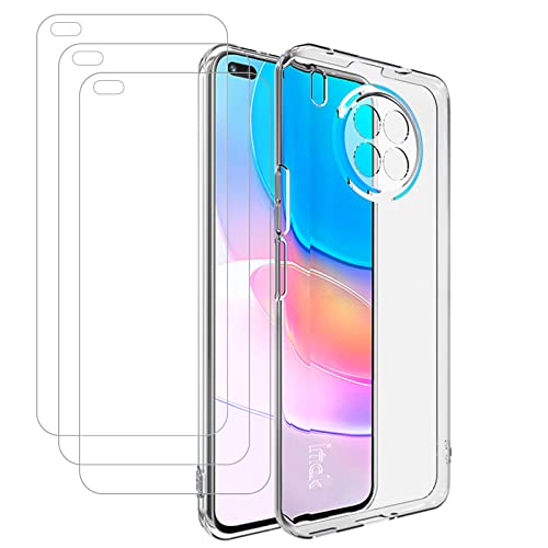 NUCNOK Funda para Huawei Nova 8i/Honor 50 Lite + 3 Pack HD Cristal Protector de Pantalla para Huawei Nova 8i/Honor 50 Lite,Proteccíon de Silicona TPU Antichoque Case