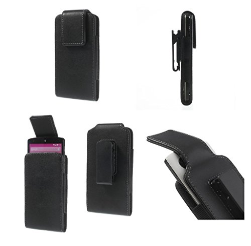 DFV Mobile - Magnetic Leather Holster Case Belt Clip Rotary 360º for LG Magna - Black