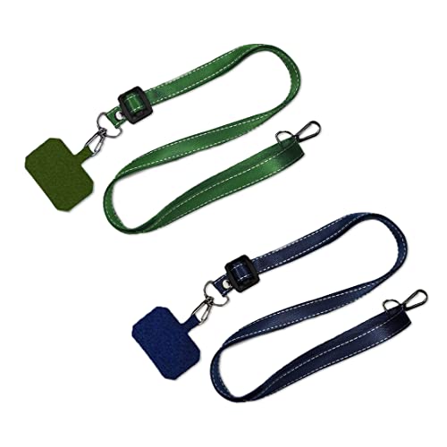 XPEX 2 PCS Cordón para Teléfono Móvil, Cordón de Cadena para El Cuello Ajustable,Fácil de llevar, evita la pérdida del teléfono,Compatible la Mayoría de Las Fundas de Teléfono(Verde+Azul)