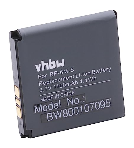 vhbw Li-Ion batería 1100mAh (3.7V) para teléfono móvil Smartphone Nokia 6288, 9300, 9300i, N73, N73 Music Edition, N77 y BP-6M, BP-6M-S.