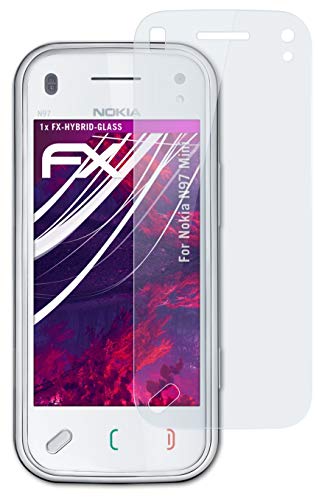 atFoliX Lámina Protectora de plástico Cristal Compatible con Nokia N97 Mini Película Vidrio, 9H Hybrid-Glass FX Protector Pantalla Vidrio Templado de plástico