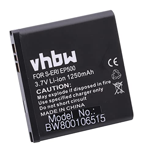 vhbw Li-Ion batería 1250mAh para teléfono móvil Smartphone Sony-Ericsson U5i Vivaz, U5i Cosmic, U5a, Kurara, Vivaz Pro, Xperia Active, WT19i y EP500.