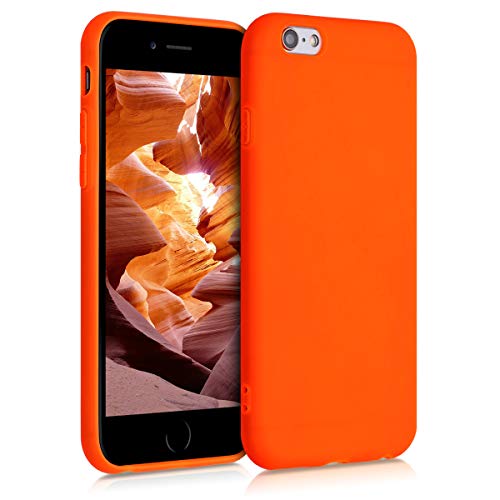 kwmobile Carcasa para Apple iPhone 6 / 6S Funda - Ultrafina de TPU y Silicona con Bordes elevados anticaídas - Naranja neón