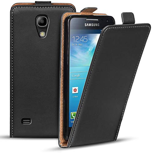 Verco Funda Flip Cover para Samsung Galaxy S4 Mini, Carcasa Delgado Vertical Plegable Case para Samsung S4 Mini Funda Teléfono, Negro