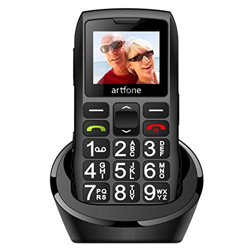 artfone Teléfonos Móviles para Mayores Mayores con SOS botón,Fácil de Usar Celular para Ancianos con Negro (C1+, Negro)