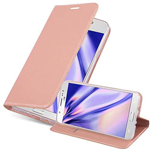 Cadorabo Funda Libro para Samsung Galaxy J7 2016 en Classy Oro Rosa - Cubierta Proteccíon con Cierre Magnético, Tarjetero y Función de Suporte - Etui Case Cover Carcasa