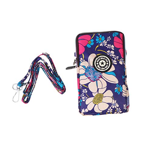 TENDYCOCO bolso de teléfono con cremallera para mujer bolso de moda soporte para teléfono con cuello bolsa para teléfono colgante para viajes de viaje de compras - azul