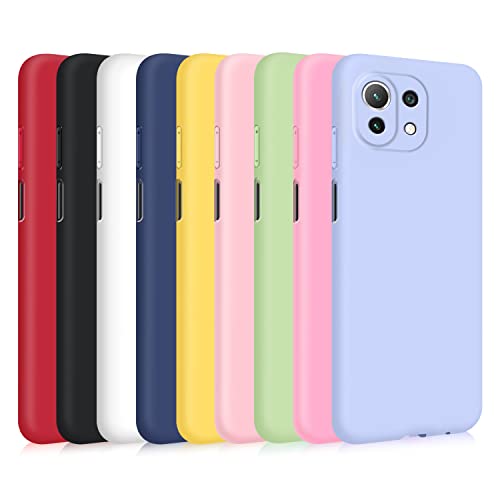 TVVTPU 9X Funda para Xiaomi Mi 11 Lite 5G/ 4G/ NE, Carcasa de Silicona Protección de Cuerpo Completo Suave Anti-Arañazos Case -【Rojo +Rosa +Violeta +Amarillo +Rosa Oscuro +Azul +Negro +Blanco +Verde】