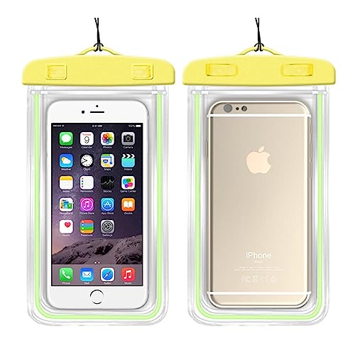 Funda impermeable para teléfono, For todos los teléfonos móviles de menos de 6 pulgadas, bolsas de natación luminosas, funda de natación impermeable transparente for playa a la deriva ( Color : Yellow