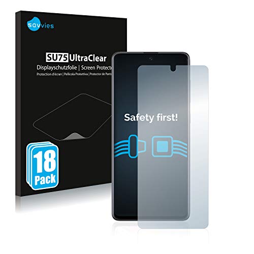 savvies Protector Pantalla compatible con Samsung Galaxy A71 (18 Unidades) Película Ultra Transparente
