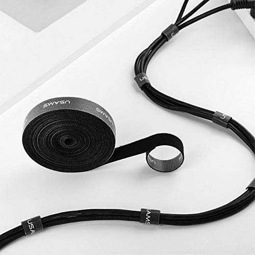 DFV Mobile - Organizador de Cables de Nylon con Cinta Adhesiva Mágica, Tamaño: 20 mm x 1 m para HTC Dream - Negro
