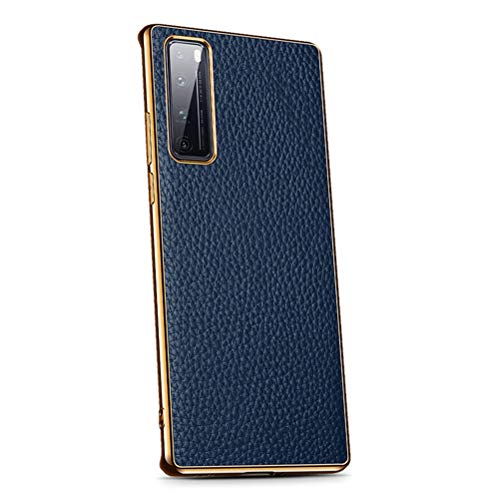 LUSHENG Funda para Huawei Nova 7 5G, Carcasa Trasera de Cuero Parachoques Super Suave Galvanizado, Estuche para Teléfono Móvil de Alta Gama - Azul