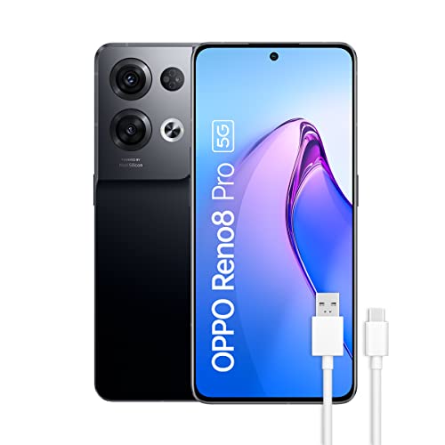 OPPO Reno8 Pro 5G - Teléfono Móvil Libre, 8GB+256GB, Cámara 50+8+2+32MP, Smartphone Android, Batería 4500mAh, Carga Rápida 80W, Dual SIM - Negro