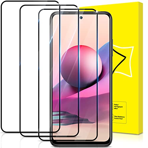 GiiYoon-3 Piezas Protector de Pantalla para Xiaomi Redmi Note 10/Note 10S Cristal Templado,[Sin Burbujas] [Cobertura Completa] [9H Dureza] Vidrio Templado HD Protector Pantalla