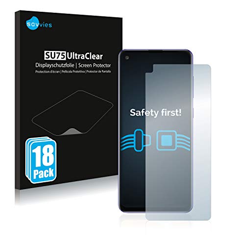 savvies Protector Pantalla compatible con Samsung Galaxy A21s (18 Unidades) Película Ultra Transparente