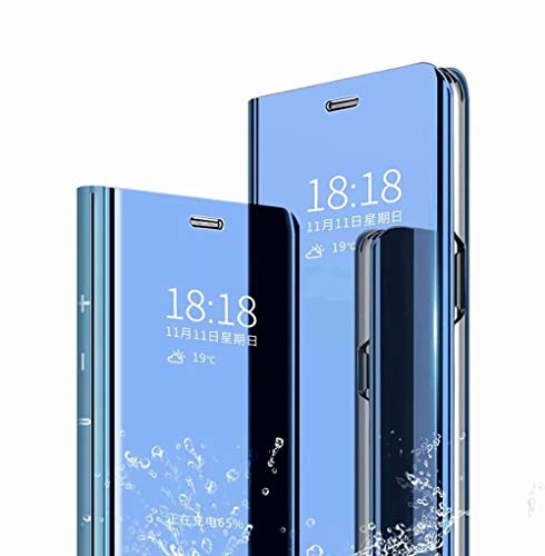 TingYR Funda para Xiaomi Redmi Note 9 Pro 5G Carcasa, Espejo Funda Flip Inteligente Mirror Caso, Soporte Plegable, Case Cover Funda para Xiaomi Redmi Note 9 Pro 5G.(Azul)