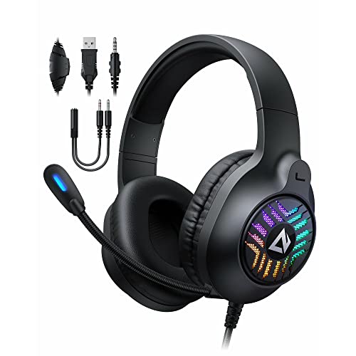 m MU Cascos Gaming, Cascos Gaming para PS4 PS5 PC Xbox One, con Cancelación de Ruido, Auriculares Gaming con 3.5mm Jack con Sonido Envolvente