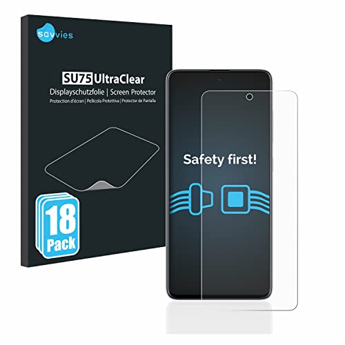 savvies Protector Pantalla compatible con Samsung Galaxy A51 (18 Unidades) Película Ultra Transparente