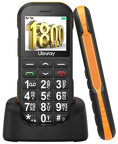uleway Teléfono Móvil para Mayores, Teclas Grandes, Fácil De Usar, Botón Sos, USB-C, Batería 1800mah, Base Cargadora