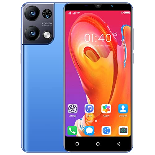 QrZrQ Teléfonos móviles, Lindo teléfono Android, cámara Dual SIM Dual, Soporte WiFi, GPS, Bluetooth, teléfono Celular 3G Barato y básico (Rino8Pro-Blue)