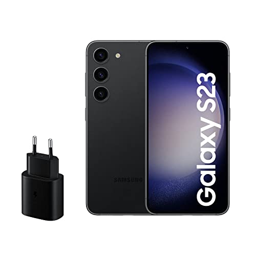 SAMSUNG Galaxy S23, 128GB + Cargador de 45W - Smartphone Android, Batería de 3900 mAh, Smartphone Desbloqueado, Color Negro (Versión Española)