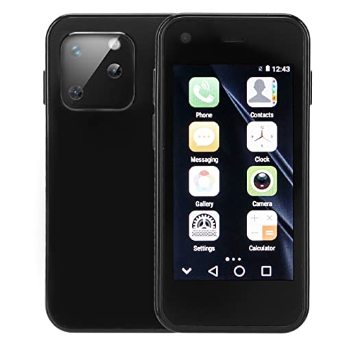 Zunate Teléfono Inteligente Desbloqueado XS13, Pantalla HD de 2,5 Pulgadas, Miniteléfono Móvil 3G para Android 6, SIM Dual, 1 GB/8 GB, Teléfono de Copia de Seguridad Comercial con Cámara Dual,(Negro)
