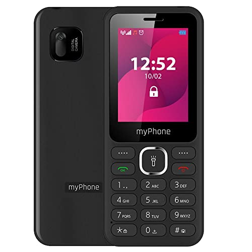 MP myPhone Jazz Teléfono con Teclas Grandes, Batería de 800 mAh, Double Sim, Cámara, MP3, Linterna - Negro