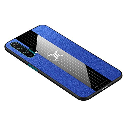 HAOYE Funda para Huawei Nova 5T Funda, [Estilismo de Tela de Lona Tejida] Carcasa con Marco de Silicona Suave TPU Protección contra Caídas Case Cover. Azul