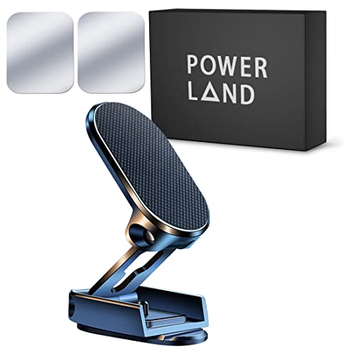 powerland Soporte Magnetico Movil Coche【Soporte Plegable】 Universal 360 ° soporte magnético con Base Flexible, Imán para iPhone Todos los Smartphones