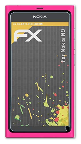atFoliX Película Protectora Compatible con Nokia N9 Lámina Protectora de Pantalla, antirreflejos y amortiguadores FX Protector Película (3X)