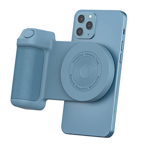 Bueuwe Mango magnético de cámara para teléfono móvil con disparador Bluetooth para fotos de vídeo, giratorio 360 grados, compatible con carga inalámbrica, azul