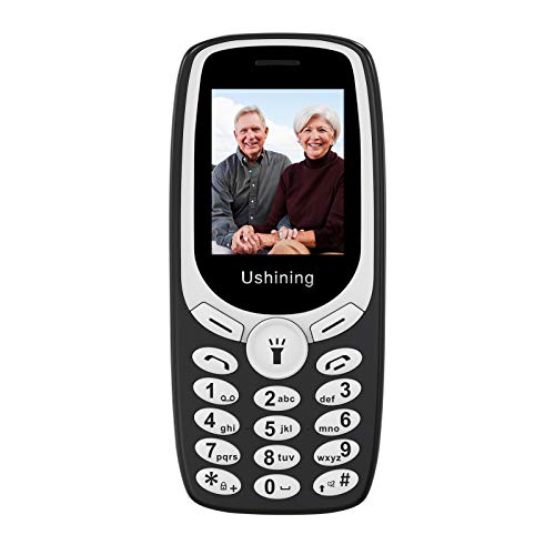 USHINING Teléfono Móvil para Personas Mayores, Teléfono Movil con Teclas Grandes Fácil de Usar Teléfono Celular con Llinterna, Cámara, Radio FM, Doble SIM, Pantalla de 1,77 Pulgadas - Negro