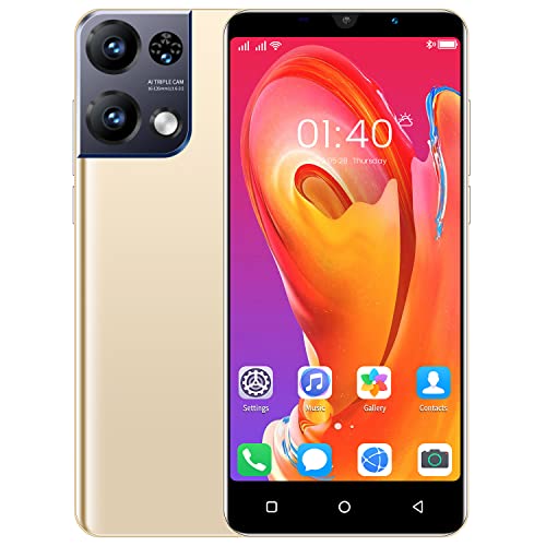 QrZrQ Teléfonos móviles, Lindo teléfono Android, cámara Dual SIM Dual, Soporte WiFi, GPS, Bluetooth, teléfono Celular 3G Barato y básico (Rino8Pro-Gold)