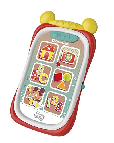 Clementoni Disney Baby Mickey Teléfono de Juguete para niños 9 Meses, Primer Smartphone, Juego electrónico Educativo (versión en español), Multicolor (17695)