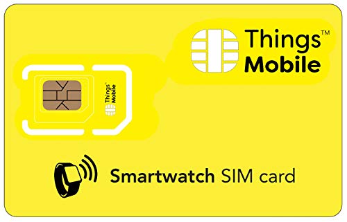 Tarjeta SIM para Reloj Inteligente/SMARTWATCH - Things Mobile - Cobertura Global, Red multioperador GSM/2G/3G/4G, sin costes fijos, sin vencimiento, tarifas competitivas. 16€ de crédito Incluido