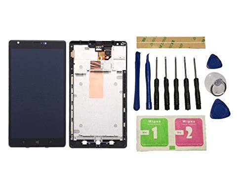 Flügel para Nokia Lumia 1520 Pantalla LCD pantalla Negro Táctil digitalizador Completo Pantalla ( con marco ) de Recambio & Herramientas