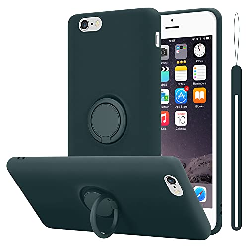 Cadorabo Funda Compatible con Apple iPhone 6 / 6S en Liquid Verde - Funda para Teléfono Móvil Hecha de Silicona TPU Flexible con Anillo - Funda Trasera Ultradelgada Parachoques
