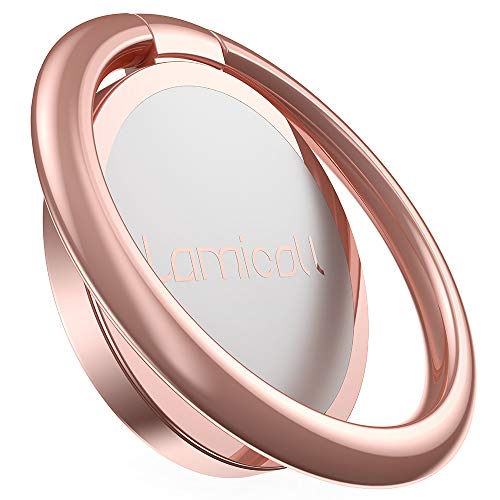 Lamicall Anillo Soporte Móvil, Soporte Teléfono - Soporte Teléfono para iPhone 13 Pro MAX, 12 Pro MAX, Mini, 11 Pro MAX, SE XS MAX XR X 8 7 6S 5S 5, Samsung S10 S9 S8, Huawei, Smartphones - Rose Gold