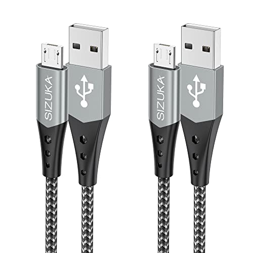 SIZUKA Cable Micro USB,[2Pack 0.5M] Carga Rápida Android Cable Android Nylon Movil Cables Cargador Compatible con Samsung S7/S6/S5/J7, Sony, Xiaomi,Huawei, HTC, Motorola, Nexus, LG, PS4, Kindle