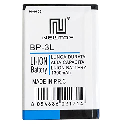 N NEWTOP Batería compatible para Nokia 303, 603, Lumia 505, 510, 610, 710, 720 de 1300 mAh de alta capacidad, repuesto interior premium 3,7 V iones de litio sustituye a BP-3L