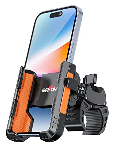 Grefay Soporte Movil Bicicleta【Desmontaje Rápido 1S+Nuevo Agarre Conector】 Soporte Movil Moto para Manillar Diámetro 22-45 mm Rotación de 360° Scooter Adecuado para 4.5-7.0 Smartphone (Orange)