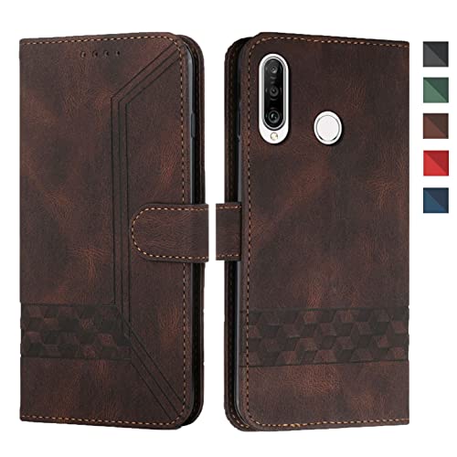 CXTcase Funda para Huawei P30 Lite , Funda con Tapa Huawei P30 Lite , Flip Case Cover Cuero PU , Funda Cartera para Huawei P30 Lite Carcasa con Ranura Función Soporte , Marrón