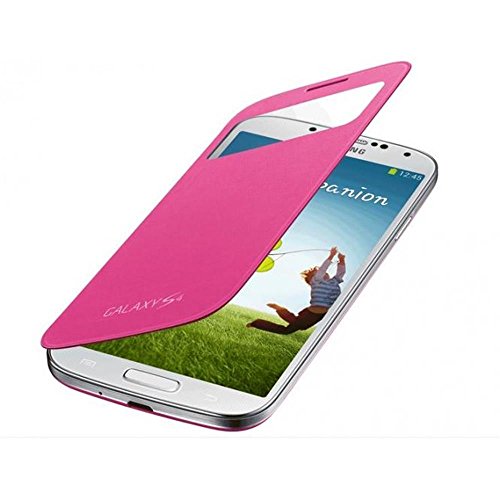 Samsung S-View - Funda para móvil Galaxy S4 (Pantalla frontal, teclas laterales), color rosa