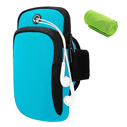 Impermeable Brazalete Movil Correr Deportivo, con Auriculares Soporte Bolsillo Brazo Bolsa Teléfono Cartera, para iPhone 13 12 Pro XS XR X 8 SE Samsung Galaxy Edge S9 S10 S20 Plus Note Huawei Móvil