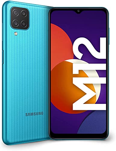 Samsung Smartphone Galaxy M12 con Pantalla Infinity-V TFT LCD de 6,5 Pulgadas, 4 GB de RAM y 64 GB de Memoria Interna Ampliable, Batería de 5000 mAh y Carga rápida Verde (ES Versión)