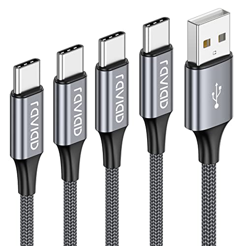 RAVIAD Cable USB Tipo C, [4Pack 0.5M 1M 2M 3M] Cargador Tipo C Nylon Carga Rápida y Sincronización Cable USB C para Galaxy A02s/A03s/S10/S9/M12, Huawei, Redmi 9A/10, Realme 8, OnePlus 8T, POCO X3 Pro