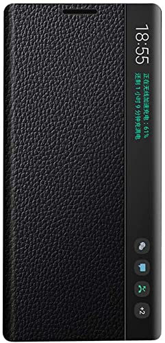 Funda de cuero inteligente de alta gama para Samsung Galaxy Note 10+ 5G. Voltear/Suspender/Responde la llamada de forma inteligente/carcasa de telefono Galaxy Note 10 Plus 5G [6,8 pulgadas] - Negro