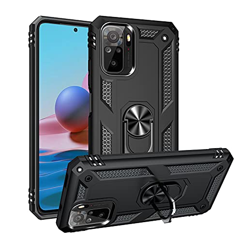 Max Power Digital Funda para móvil Xiaomi Redmi Note 10s/Redmi Note 10 con Anillo Giratorio 360 Imán Carcasa Magnética Rígida Antigolpes Resistente Soporte (Xiaomi Redmi Note 10s/Redmi Note 10, Negro)