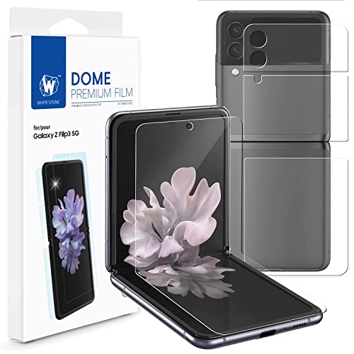 WHITESTONE DOME Protector de pantalla premium para Samsung Galaxy Z Flip 3, protector de pantalla autoreparable HD transparente antichoque